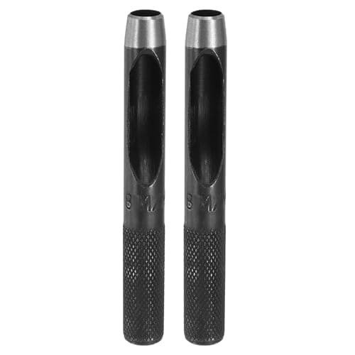 Image of sourcing map 2pcs Leather Hole Punch 8mm Hollow Round Hole Puncher Cutter Carbon Steel Tool for Watch Cloth Belt Gaskets DIY Leather Craft Repair, Black