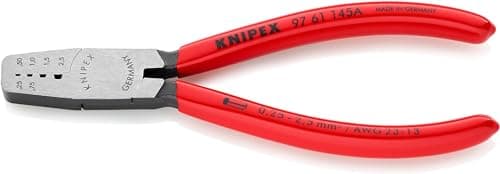 Image of KNIPEX Crimping Pliers for Wire Ferrules Self-Service Card with Plastic Coating 145 mm, 97 61 145 A SB