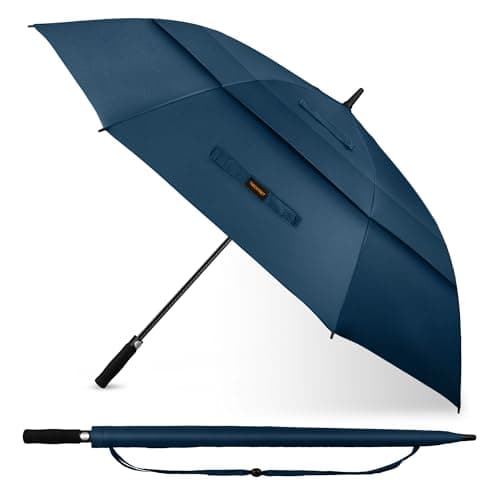 Image of TECKNET Golf Umbrella Large 68 Inch, Windproof Strong Double Canopy Vented, Automatic Open with EVA Grip, Outdoor Sun, Rain, Wind Protection Stick Umbrellas, Blue
