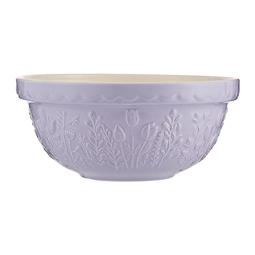 Image of Mason Cash in The Meadow Mixing Bowl 24cm | 2 Litre Earthenware Bowl with Embossed Floral Design – Ideal for Dough, Pastry, Cake & Cookie Mixes | Dishwasher Safe