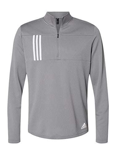 Image of adidas - 3-Stripes Double Knit Quarter-Zip Pullover - A482-2XL - Grey Three/White
