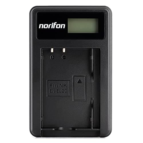 Image of Norifon EN-EL20 LCD USB Charger for Nikon 1 AW1, 1 J1, 1 J2, 1 J3, 1 J4, 1 S1, 1 S2, 1 V3, Coolpix A Camera and More