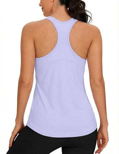 Image of Gyabnw Sports Tops for Women UK Reflective Running Top Breathable Racerback Lightweight Workout Gym Yoga Training Purple