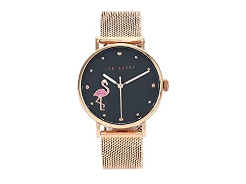 Image of Ted Baker | Women's | Phylipa Flamingo | Rose Gold Mesh Bracelet | Black Dial | BKPPHF019