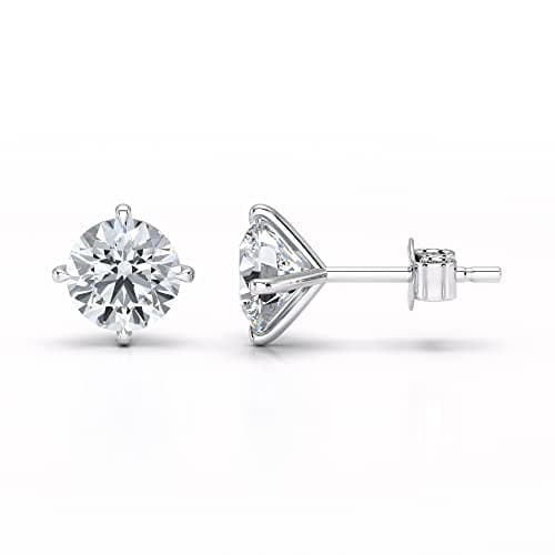 Image of Sterling Silver Cubic Zirconia Earrings - 6mm Round Cubic Zirconia Stud Earrings - Gift Boxed 5553CL