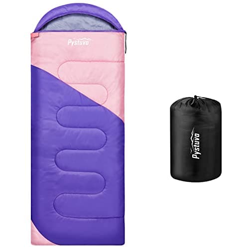 Image of Pystuvo Sleeping Bag for Adults,4 Season Sleeping Bag,Lightweight,Waterproof Indoor & Outdoor Use,Comfortable Sleeping Sackfor Kids,Teens & Adults for Hiking,Backpacking and Camping,Purple+Pink