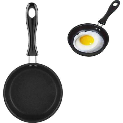 Image of Zbssny 1pcs Mini Non-Stick Frying Pan, Mini Frying Pan for One Egg,Non-Stick Perfect for Single Egg Cooking, Suitable for Gas and Inductio,12cm Diameter, Black