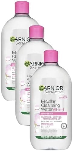 Image of Garnier Micellar Cleansing Water 700ml, PACK OF 3, Gentle face cleanser & Make up Remover, Suitable For All Skin Types Including Sensitive Skin, Soothing Formula, Dermatologically Tested