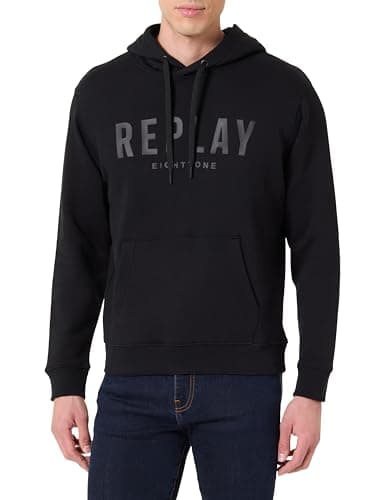 Image of Replay M6717 Hooded Sweatshirt, Black (098), S, Men's
