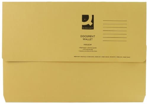 Image of Q-Connect Document Wallet Foolscap Yellow (Pack of 50) KF23017