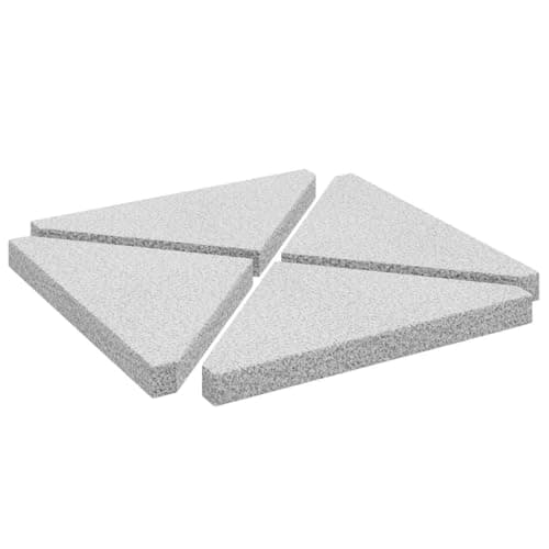 Image of vidaXL Umbrella Weight Plates 4pc Set - Granite Parasol Stand Weights, Triangle Grey Base 14kg Each for Outdoor Patio Deck Garden Stability