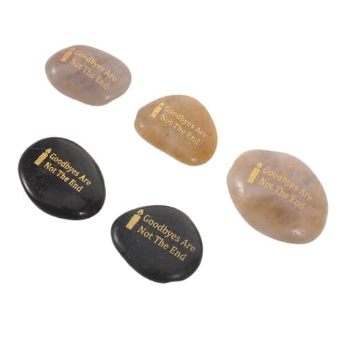 Image of WEKADRIN 4pcs Memorial Day Stone Set with Meaningful Engraved Messages, Cobble Material Spiritual Comfort Tokens for Outdoor Remembrance and Funeral Use at Grave Or Cemetery Sites