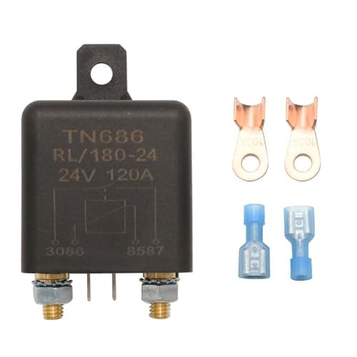 Image of Hoypeyfiy Automotive Relays, 24V DC 120 Amp Split Charge Relay Switch with 2 Pin Footprint 2 Terminal, Replace for Car Truck Motor Boat Car Starter