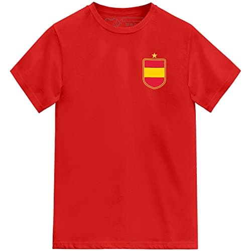 Image of Kids Spain Football Shirt National Country Tshirt (Red, 7-8 Years)