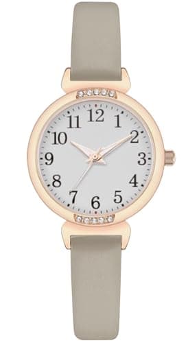 Image of NUOVO Women's Quartz Watch Apricot Brown Women's Watches Rose Gold Color Case with White Dial Analog Display