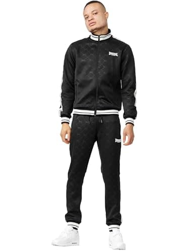 Image of Lonsdale Men's Ashwell Tracksuit, Black/White, XXL