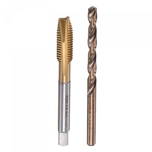 Image of sourcing map M8 x 1.25 Spiral Point Thread Tap and 6.8mm Drill Bit Set, Metric Titanium Plated Cobalt High Speed Steel Machine Screw Thread Tap Threading Tool