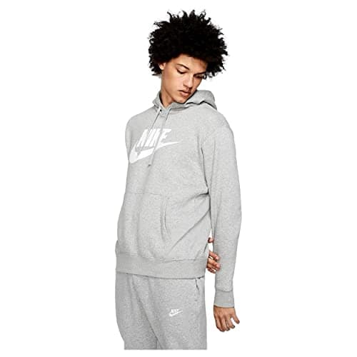 Image of NIKE BV2973-063 M NSW CLUB HOODIE PO BB GX Sweatshirt Men's DK GREY HEATHER/MATTE SILVER/WHITE Size S