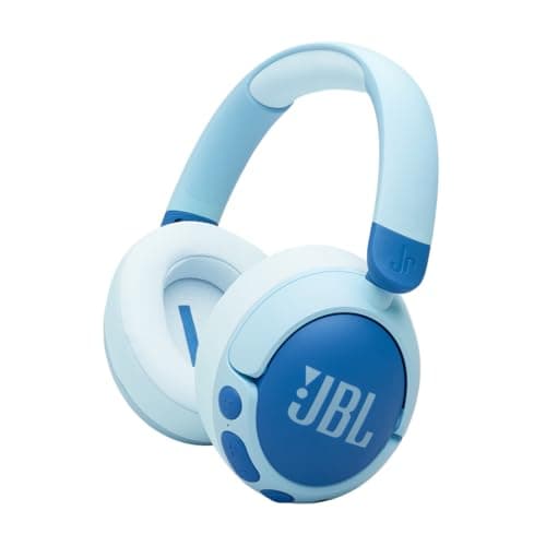 Image of JBL Junior 470 NC, Kid-Friendly Wireless Over-Ear Bluetooth Headphones with Active Noice Cancelling, Built-In Mic, 50H Playback, JBL Safe Sound, Low Volume, Easy Controls and Sticker Set, Blue