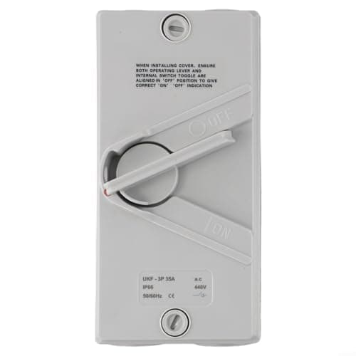 Image of 3 Pole 63A Disconnect Switch IP56 Waterproof Isolator for Industrial and Outdoor Use, 110-440V AC, Silver Contacts, ABS Housing with C