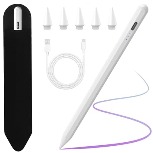 Image of LKV Pencil for Ipad (2018-2022), USB-C Fast Charging Stylus Pen, Palm Rejection, Stylus Pen for Ipad 6th/7th/8th/9th/10th Generation, Ipad Pro 11"/12.9", Ipad Air 3/4/5, Ipad Mini 5th/6th Gen, White