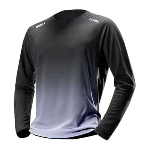 Image of Mens Sports Top Long Sleeve Sports Undershirt Tall Size Lightweight Active Wear Top Grey M