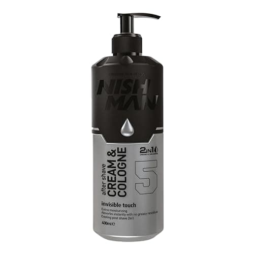 Image of NISHMAN Aftershave Cream Cologne 05 - Invisible Touch 400ml – 2in1 Cream & Cologne, Extra Moisturising Men's After Shave - Refreshing & Cooling Post-Shave Moisturising Spray Lotion