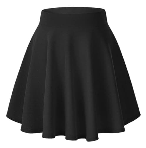Image of Urban Coco Women's Basic Versatile Stretchy Flared Casual Mini Skater Skirt, Black, X-Large