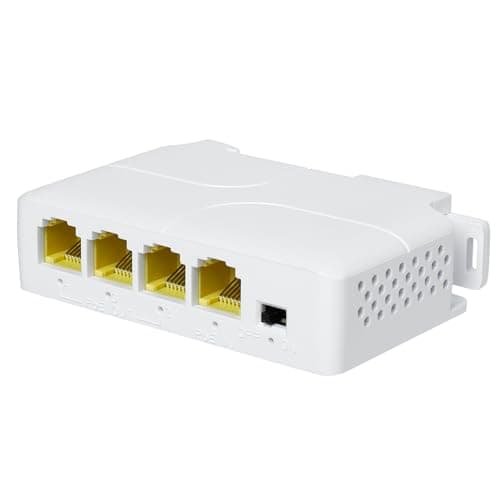 Image of REVODATA 3 Port Gigabit PoE Extender, 10/100/1000 Mbps PoE Repeater 100/250 Meter Extend, IEEE802.3af/at 3 PoE Output, Plug and Play, Wall/DIN Rail Mounting PoE Amplifier (POE5005G-V2)
