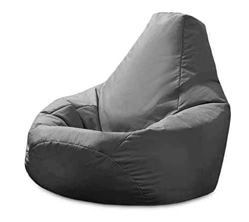 Image of Beautiful Beanbags - Adult Highback Beanbag Chair - Large Water-Resistant for Indoor and Outdoor Use - Lounge or Gaming Chair - Manufactured in UK (Grey)