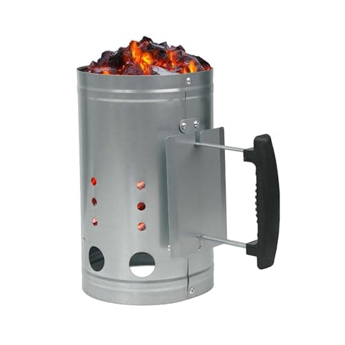 Image of Crystals Charcoal Chimney Starter-BBQ Chimney Starter With Handle-Charcoal Starter For Camping BBQ-Ignition Aid For Briquettes-Height 28cm