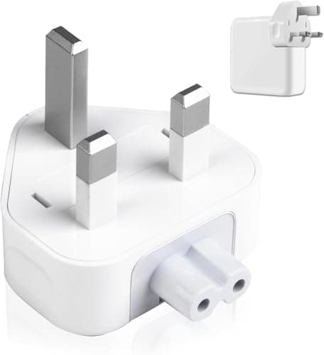 Image of AC Power Adaptor UK Charger Plug Replacement 3 Pins Standard Head Wall Plug for MacBook Pro/Air iPhone 16 15 14 pro maxiPad Pro Air Mini iPod