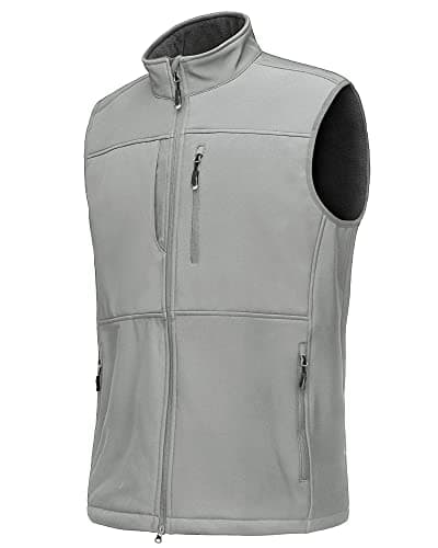 Image of 33,000ft Mens Softshell Gilet Activewear Vests Windproof Fleece Lined Outerwear Zipped Pockets Sleeveless Softshell Jacket for Leisure, Golf, Travelling Dark Grey XXL