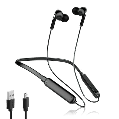 Image of Pennle Bluetooth Neckband Headphones Sport Bluetooth Earphones Wired for Running IPX Waterproof Sweat Earphones Wireless Bluetooth Earbuds Noise Cancelling for Cycling Workout GYM Home Office, Black