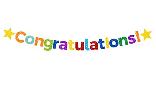 Image of bng-bng Colorful Congratulations Bunting Banner Glittery 2026 Graduation Congratulations Decoration Hanging Garland for Graduation Retirement Grad Party Decor Supplies (Pre-strung) Colorful