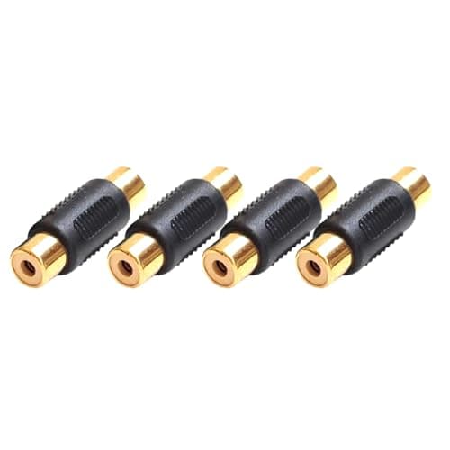 Image of JZK 4x RCA female to female coupler, RCA phono socket coupler adapter, Extension lead sound cable audio connector adapter, for Speaker, RCA Cable, Amplifier, Camera, DVD, VCD
