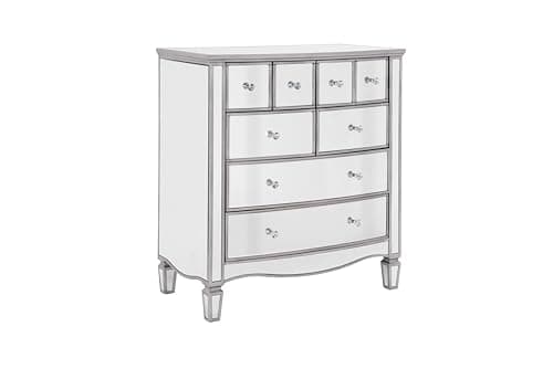 Image of Elysee 6 & 8 Drawer Wide Chest of Drawers – Mirrored Bedroom Storage Unit with Crystal Handles, Velour Lined Drawers, Modern Glass Furniture for Bedroom & Living Room (6)