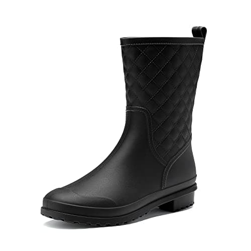 Image of DREAM PAIRS Wellies Women Mid Calf Wellington Boots Ladies Garden Boots Waterproof Rain Boots Outdoor,Size 5,Black,SDRB2204W-E