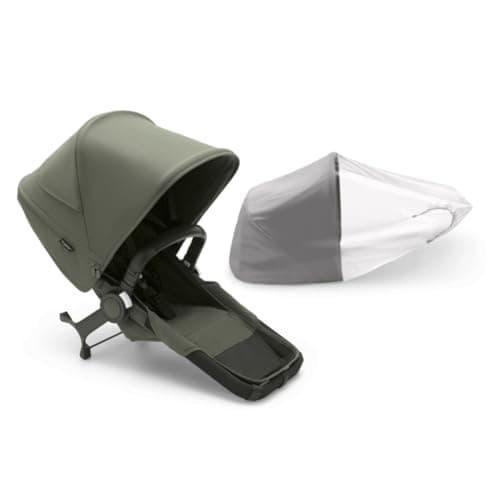 Image of Bugaboo Donkey 5 Duo Extension Set, Converts Your Donkey 5 Mono into a Duo Pushchair, Side by Side, Improved Design, Reversible Seat and One Hand Steering, Forest Green