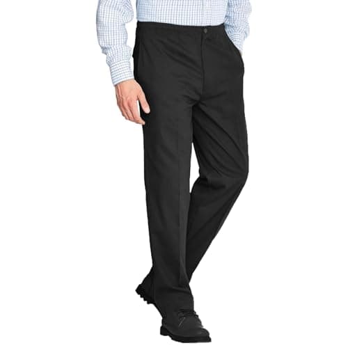 Image of Mens Elasticated Waist Rugby Trousers – Smart Workwear Bottom, Comfortable Stretch Fit, Drawstring Waist, Straight Leg, Casual & Formal Pants – (Black 38/29)