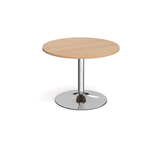 Image of Mr Office Trumpet base circular boardroom table - chrome frame, Beech, 1000