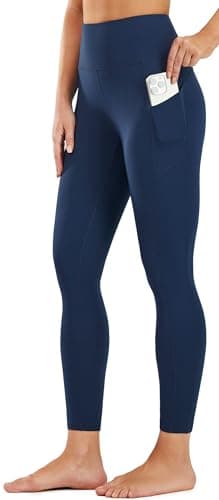 Image of PERSIT Gym Leggings for Women UK High Waisted Buttery Soft Womens Yoga Pants Workout Sports Running Activewear Leggings with Pockets - 25 Inches Pageant Blue XL