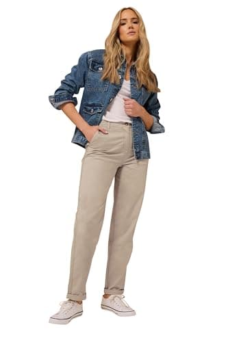 Image of Long Tall Sally - LTS Tall Brown Cotton Straight Leg Chino Jeans - Women's