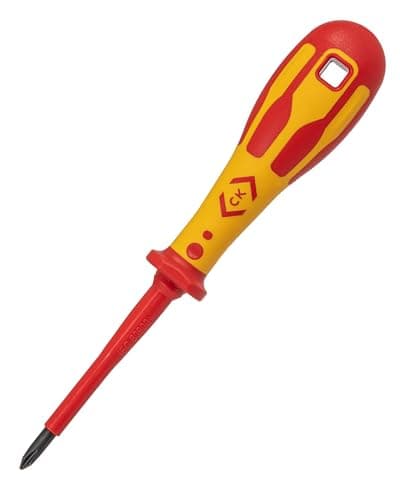 Image of C.K Dextro VDE Phillips Head Screwdriver PH1 x 80mm, Electricians Insulated Philips Screwdrivers, 10,000v Test, Gripping Precision Tip, Electrical Terminal Screw Driver, Heavy Duty Hand Tools T49142-1