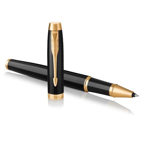 Image of Parker IM Rollerball Pen | Black Lacquer with Gold Trim | Fine Point Black Ink | Gift Box