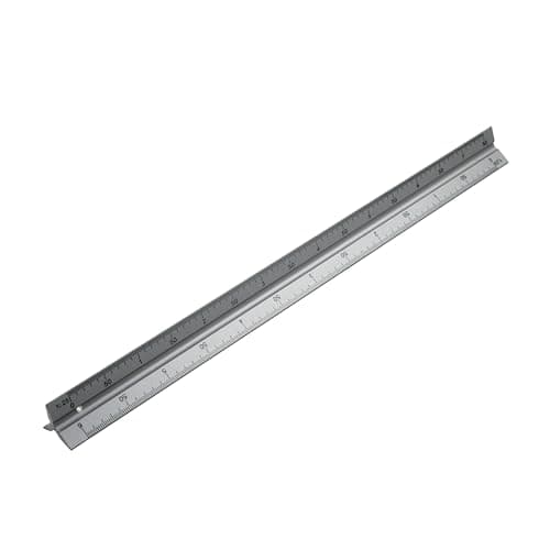 Image of Faithfull Aluminium Triangular Scale Rule 300mm – Precision Drawing & Measuring Ruler with 6 Metric Scales and Safety Grip Profile