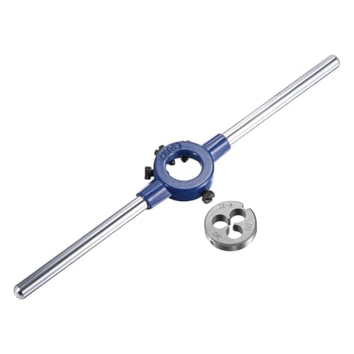 Image of MACHSWON Round Die Stock Handle Wrench Set,#6-32 UNC Threading Die and 20mm Die Holder (Fits: 11mm-20mm OD Die / M3-M4 Thread Die) Adjustable for Bolt Thread Repair