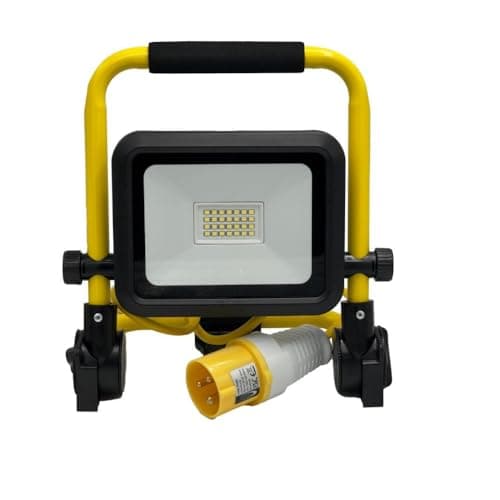 Image of LED Work Light 110V Plug in Folding Flood Light IP54 Rated 20W Portable Stand Work Lights with 16 Amp Plug Floodlight for Job Site Lights, Construction Maintenance, Garage, Worksites