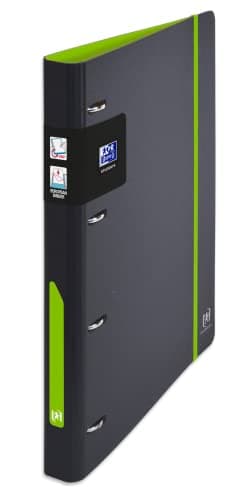 Image of OXFORD European Binder for Students A4 30 mm Spine 4 D-Rings Expanded Polypropylene Cover Two-Tone Black/Green