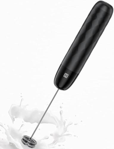 Image of Maestri House Rechargeable Milk Frother, Handheld Electric Foam Maker Detachable Stainless Steel Whisk Drink Mixer Foamer Mini Blender for Matcha, Lattes, No Stand, LunaFro Mini (Black)